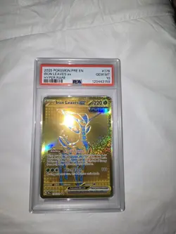 2025 POKEMON PRE EN-PRISMATIC EVOLUTIONS HYPER RARE #176 IRON LEAVES EX PSA 10 - Image 1