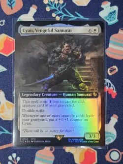 0132 Cyan, Vengeful Samurai Commander (Extended Art Foil) Final Fantasy Card MTG - Image 1
