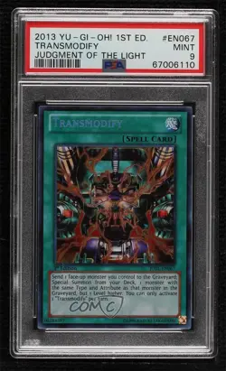 Transmodify 1st Ed. YuGiOh Judgment of the Light PSA 9 MINT eb8 - Image 1