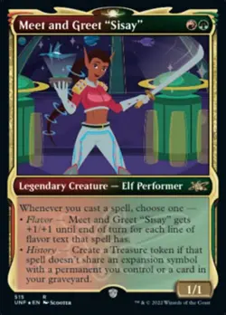 Meet and Greet Sisay (Showcase) (Galaxy Foil) -Foil Light Play MTG Unfinity - Image 1