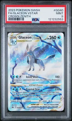 PSA 9 MINT Glaceon VStar SWSH Crown Zenith #GG40 Full Art Alt Art Pokemon Card - Image 1