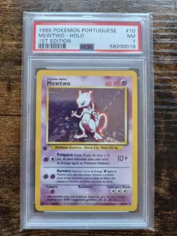Pokemon Portuguese Mewtwo Holo 1st edition Holo Base Set 10/102 Rare - PSA 7 - Image 1