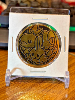 Pokemon TCG flip coin Treecko/Torchic/Mudkip gold mirror holo XY Trainer kit - Image 1