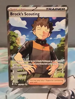 Brock's Scouting 179/159 Full Art Trainer Pokemon Card Journey Together LP - Image 1