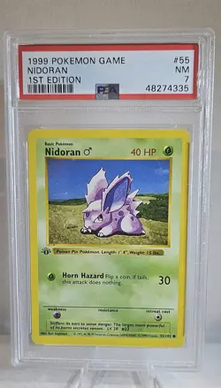Shadowless Nidoran Pokemon TCG 1999 Base Set 1st Edition PSA 7 - Image 1