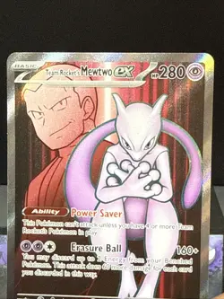 Pokemon Card Team Rocket's Mewtwo ex 213/182 Destined Rivals Holo Full Art NM - Image 2