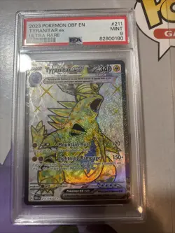 2023 POKEMON OBF EN-OBSIDIAN FLAMES ULTRA RARE #211 TYRANITAR EX PSA 9 - Image 1