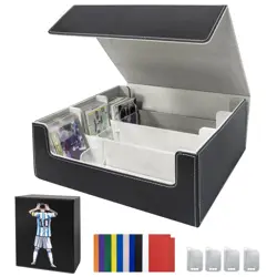 Soccer Trading Card Storage Box 2400 Cards Waterproof Leather Deck Case 10 - Image 1