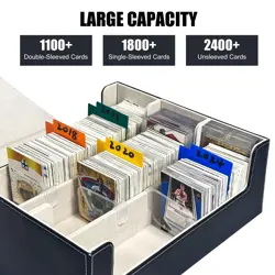 Soccer Trading Card Storage Box 2400 Cards Waterproof Leather Deck Case 10 - Image 3