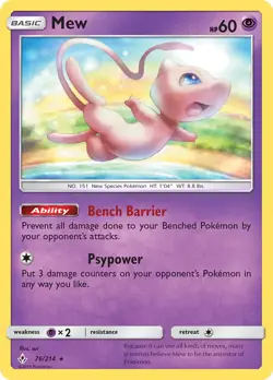 Mew 76/214 Non Holo Promo Unbroken Bonds Pokemon Card NM - Image 1