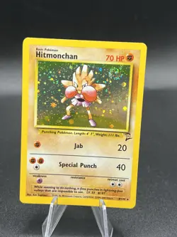 Pokemon TCG Hitmonchan Holo Rare Card 8/130 Base Set 2 SWIRL LP/NM ZB1 - Image 1