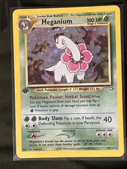 2000 Meganium 11/111 Neo Genesis 1st Edition Holo Rare Pokemon Card WOTC - Image 2