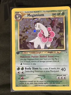 2000 Meganium 11/111 Neo Genesis 1st Edition Holo Rare Pokemon Card WOTC - Image 4