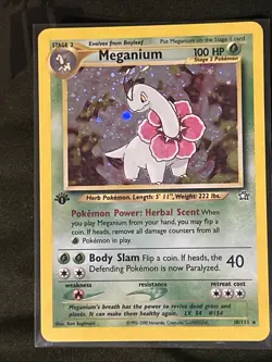2000 Meganium 11/111 Neo Genesis 1st Edition Holo Rare Pokemon Card WOTC - Image 5