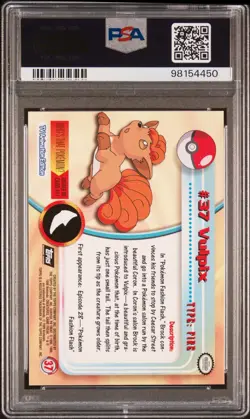 1999 TOPPS POKEMON TV #37 VULPIX PSA 10 GEM MINT - pop 25 - Image 2