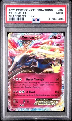 PSA 9 Mint 2021 POKEMON CELEBRATIONS #97 XERNEAS EX CLASSIC COLL - XY - Image 1