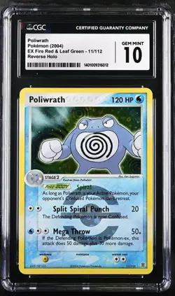 2004 Pokemon EX Fire Red & Leaf Green #11 Poliwrath Reverse Holo CGC 10 GEM MINT - Image 1