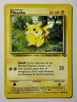 Pikachu 60/64 (MP) Common Jungle Unlimited 1996 Pokemon Card WOTC - Image 1