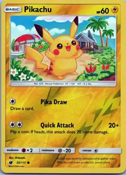 Pikachu 30/111 Common - Pokemon TCG SM: Crimson Invasion - Reverse Holo (NM) - Image 1