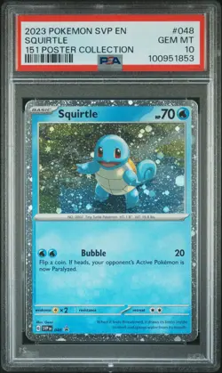 2023 POKEMON SVP EN-SV BLACK STAR PROMO 151 POSTER COLL #048 SQUIRTLE PSA 10 - Image 1