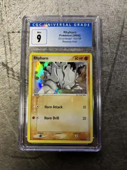 Pokemon EX Emerald Rhyhorn Reverse Stamped Holo 62/106 CGC 9 Mint - Image 1