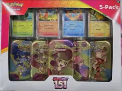 🔥Pokemon Scarlet & Violet - 151 (5-Pack) Mini Tins w/ 4 Promos Costco Bundle🔥 - Image 1