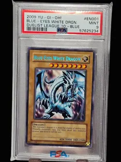BLUE FOIL Blue-Eyes White Dragon PSA 9 Duelist League Promo DL09-EN001 Yugioh - Image 3