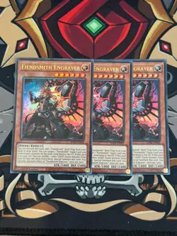 YUGIOH FIENDSMITH ENGRAVER ULTRA RARE NEAR MINT x3 PLAYSET RA04-EN049 - Image 1