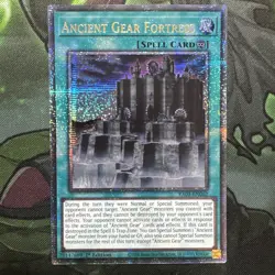 YUGIOH RA03-EN062 Ancient Gear Fortress Quarter Century Secret Rare 1st Edition - Image 1