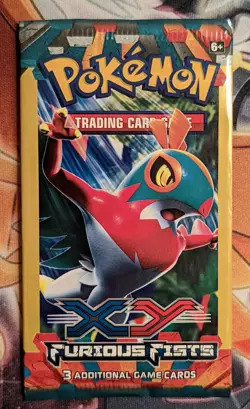 Pokemon 3 cards Booster Pack - XY Furious Fist - Hawlucha - Factory Sealed - Image 1