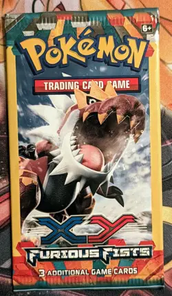 Pokemon 3 cards Booster Pack - XY Furious Fist - Tyrantrum - Factory Sealed - Image 1