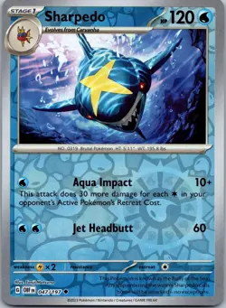 Sharpedo 047/197 Reverse Holo Obsidian Flames OBF NM Pokemon TCG Card - Image 1