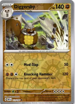Pokemon Diggersby 113/197 Obsidian Flames Reverse Holo NM - Image 1