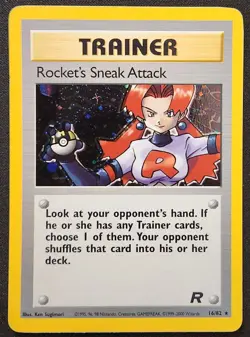 ERROR Rocket’s Sneak Attack 16/82 Team Rocket Holo Rare WoTC Pokemon 2000 LP - Image 1