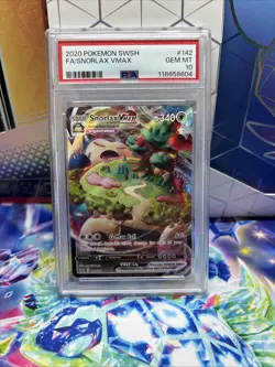 Pokemon TCG Snorlax VMAX Holo Ultra Rare Card Sword & Shield Base Set 142/202 - Image 1