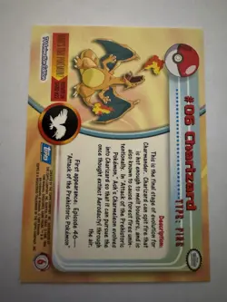 💥 1999 Topps Pokemon TCG Charizard - #06 - NonHolo - TV Series 1 Rare Blue Logo - Image 2