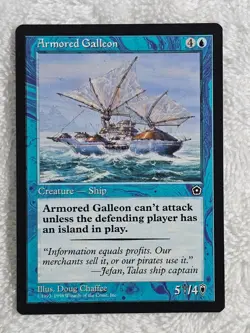 MTG Armored Galleon - Portal Second Age (P02) 1998 Magic Gathering Card U NM - Image 1
