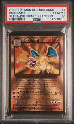 PSA 10 - 2021 Pokemon Celebrations UPC CHARIZARD Gold Metal Card #4 (0298) - Image 1