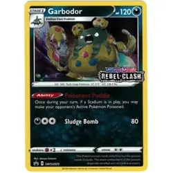 Pokemon Card Garbodor SWSH025 Black Star Promo Stamped Rebel Clash Near Mint - Image 1