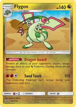 Flygon 39/70 Dragon Majesty Pokemon Card NM - Image 1