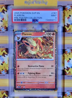 Pokemon Flareon Black Star Promo 167 Cosmos Holo Swirl PSA 9 Mint - Image 1