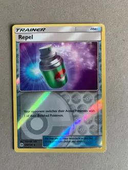 Pokemon 2017 REPEL Trainer Item 130/149 Sun & Moon Reverse Poke Ball Holo LP - Image 1