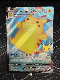 Pokemon Card Surfing Pikachu VMAX 009/025 Celebrations Holo - Image 1