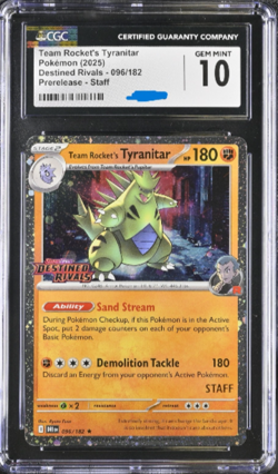 Team Rocket’s Tyranitar 096/182 (Pokemon Center Exclusive) Promo CGC 10 - Image 1