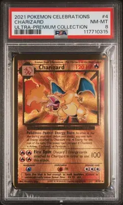 PSA 8 - 2021 Pokemon Celebrations UPC CHARIZARD Gold Metal Card #4(0315) - Image 1