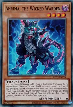 EGS1-EN016 AHRIMA, THE WICKED WARDEN COMMON UNLIMITED EDITION YuGiOh CARD - Image 1