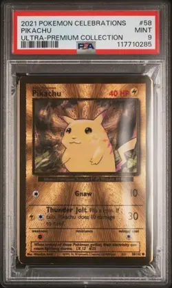 PSA 9 - 2021 Pokemon Celebrations UPC PIKACHU Gold Metal Card #58 (0285) - Image 1