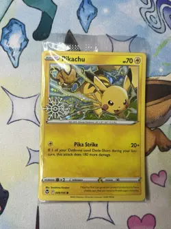 Pikachu 049/195 Holiday Calendar Promo Holo Snowflake Stamped Card NEW/SEALED - Image 1
