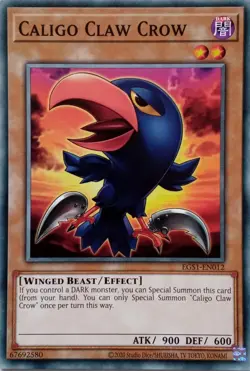 EGS1-EN012 CALIGO CLAW CROW COMMON UNLIMITED EDITION YuGiOh CARD - Image 1