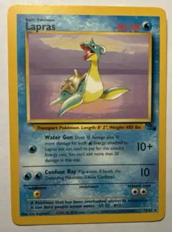 1999 Pokemon TCG Lapras 25/62 Fossil Set Non Holo Rare Card Vintage WOTC NM - Image 1